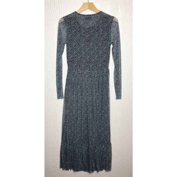 SAMSOE SAMSOE Lori Mesh Knit Blue Floral Maxi Dress XS - Picture 10 of 11